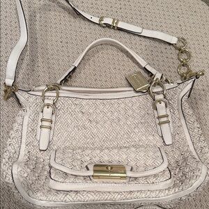 Coach White Woven Shoulder Bag